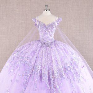 NEW SLEEVELESS BALL GOWN EMBROIDERED WITH SEQUINS & BUTTERFLY APPLIQUE GL3185